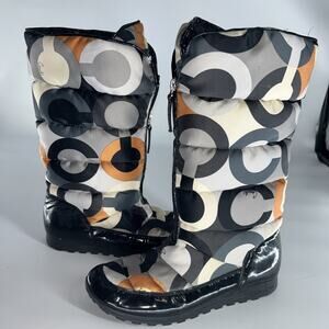 coach optic art jolt puffer quilted winter boots size 10